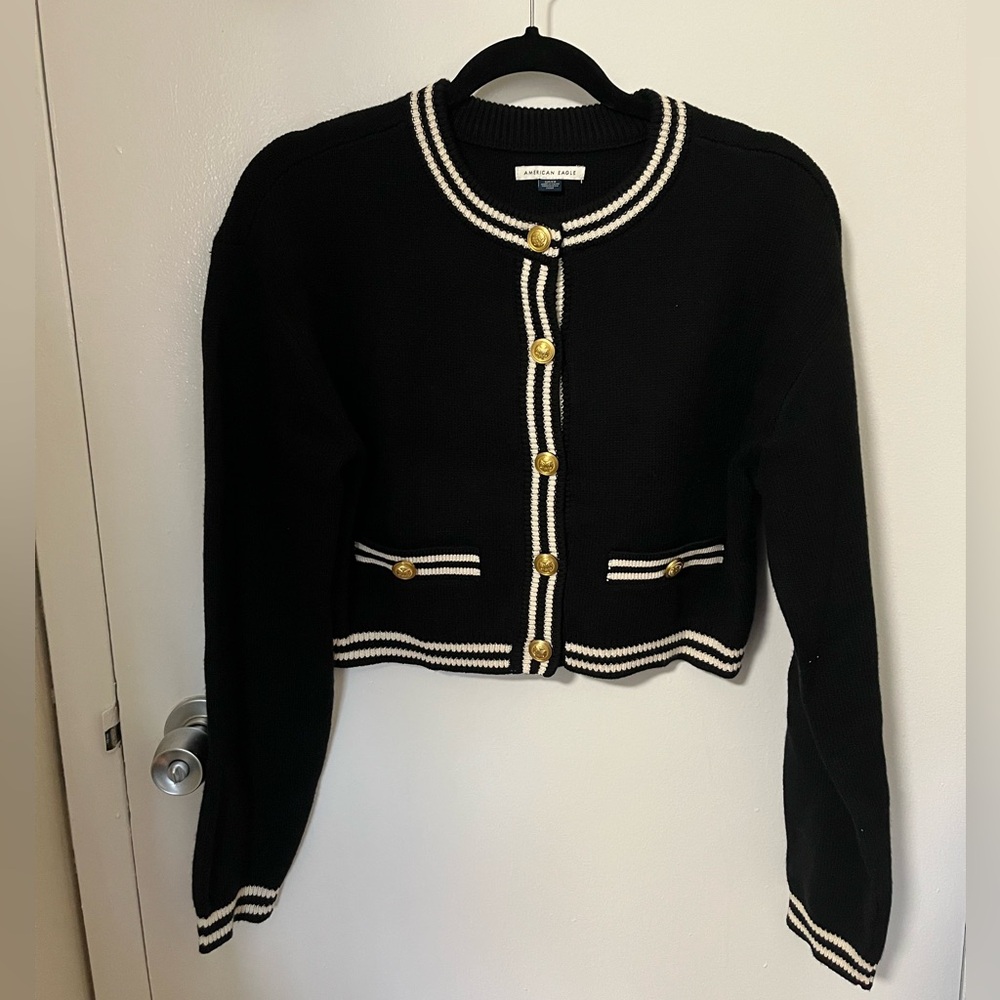 American Eagle Outfitters Black and White Sweater Jacket Size S